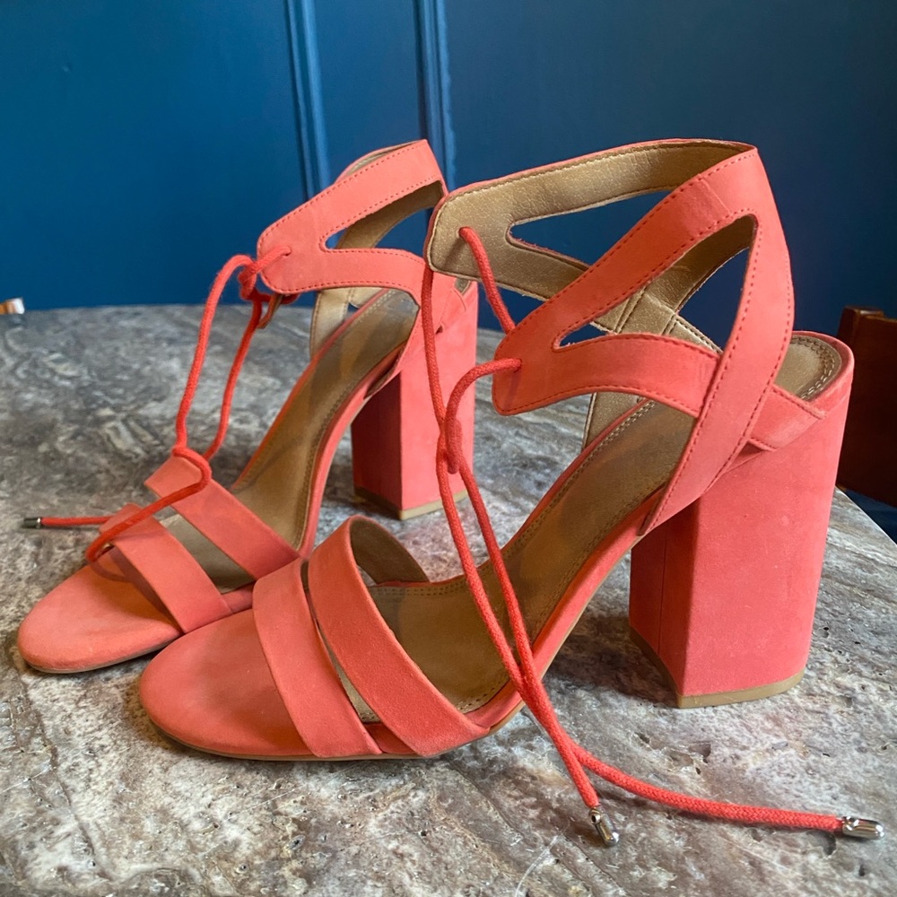 Gianni Bini Coral Suede Leather Ankle Tie Heels